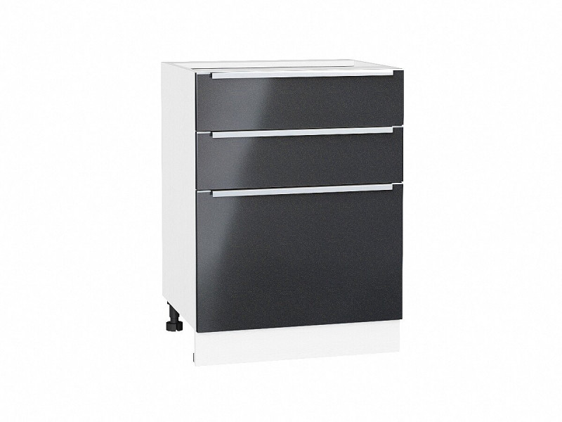 816*600* Шкаф нижний с 3-мя ящиками Фьюжн Anthracite Белый