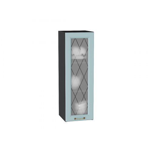 920*300* Шкаф верхний с 1-ой остекленной дверцей Ницца Голубой Graphite