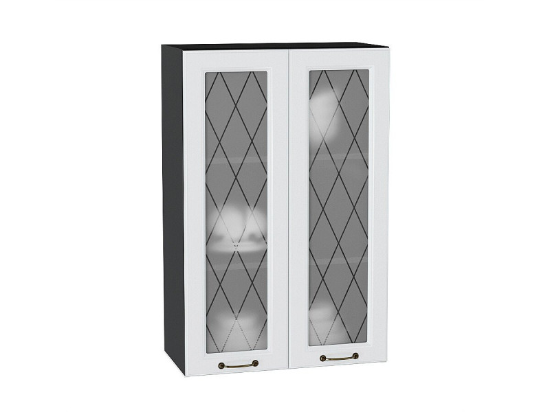 920*600* Шкаф верхний с 2-мя остекленными дверцами Ницца Белый Graphite