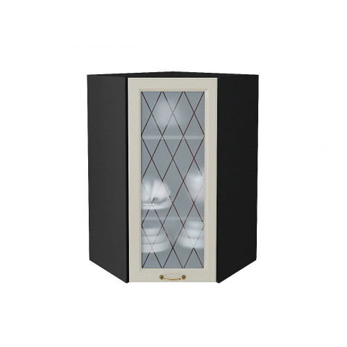 920*600*600 Шкаф верхний угловой остекленный Ницца Агат Graphite